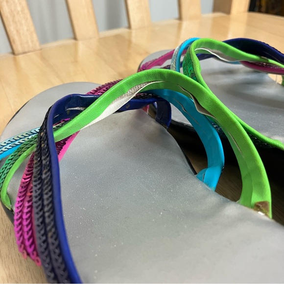 Seychelles multicolor sequin strappy slip on wedge sandals 8.5 - Picture 6 of 9